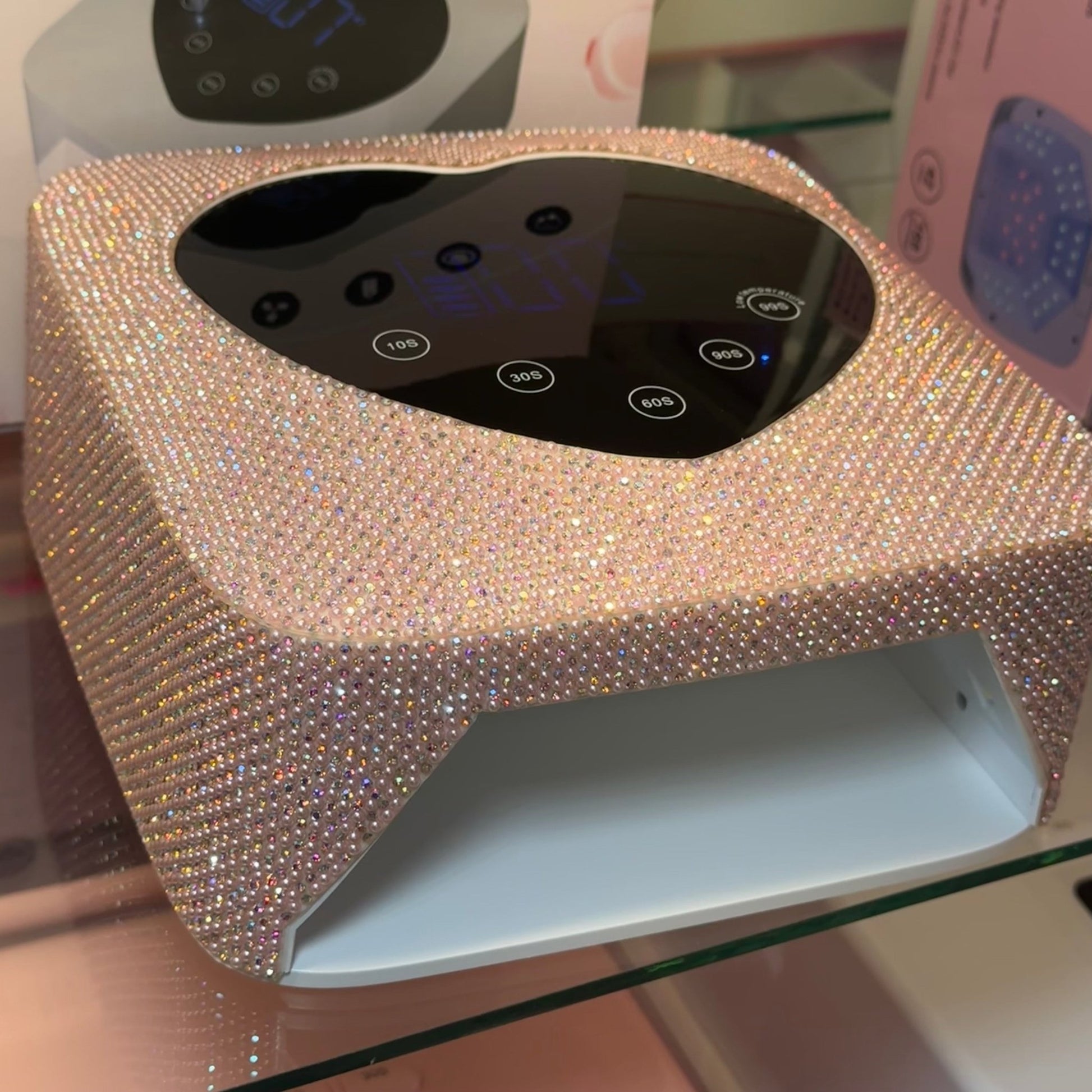 Pearly Pink Rechargeable Heart - Shaped UV LED Nail Lamp with Smart Timer and Removable Base - JTessentials