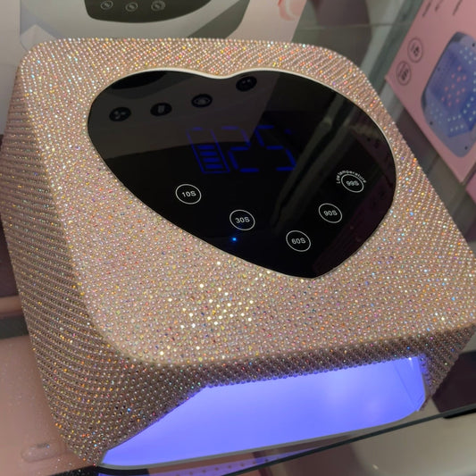 Pearly Pink Rechargeable Heart - Shaped UV LED Nail Lamp with Smart Timer and Removable Base - JTessentials