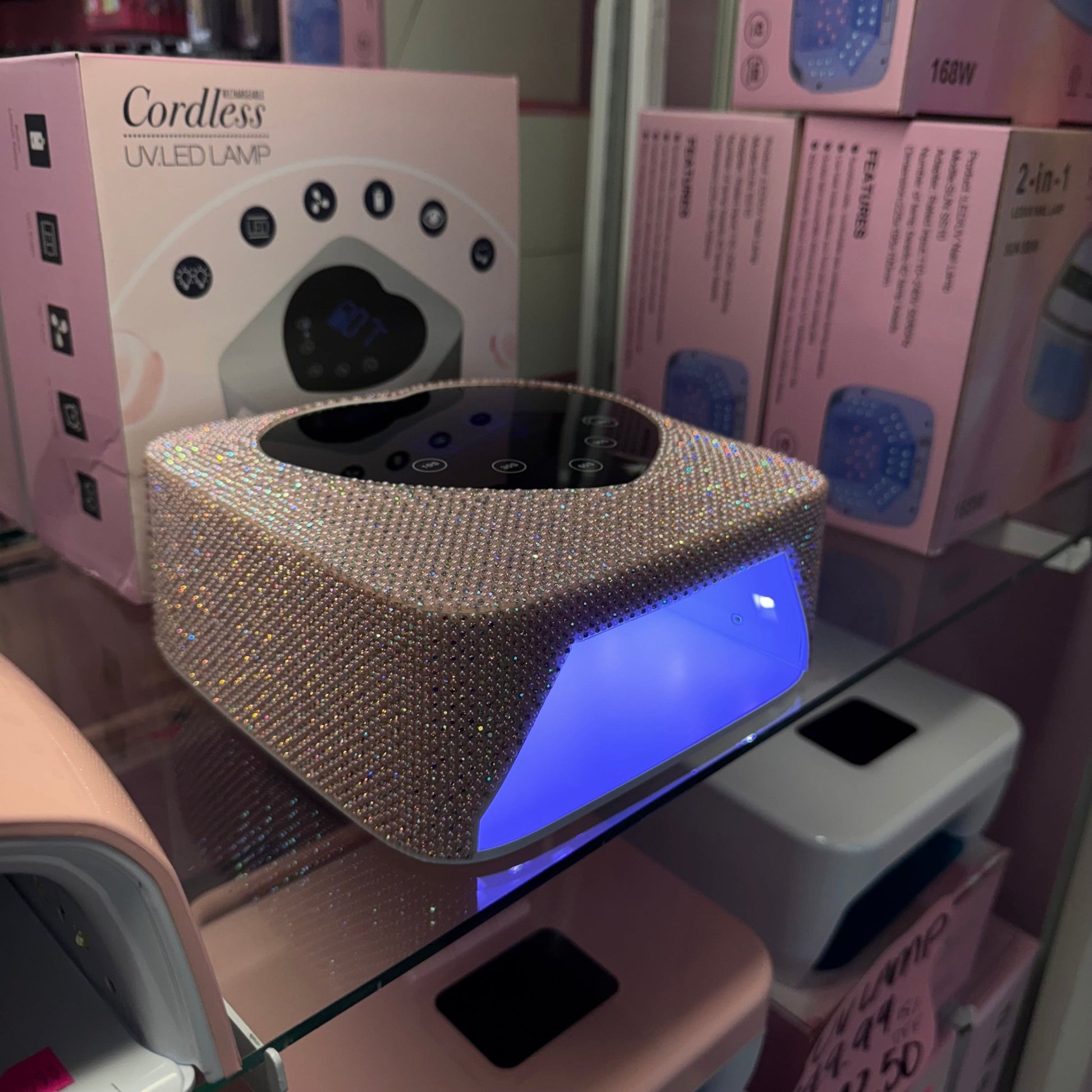 Pearly Pink Rechargeable Heart - Shaped UV LED Nail Lamp with Smart Timer and Removable Base - JTessentials
