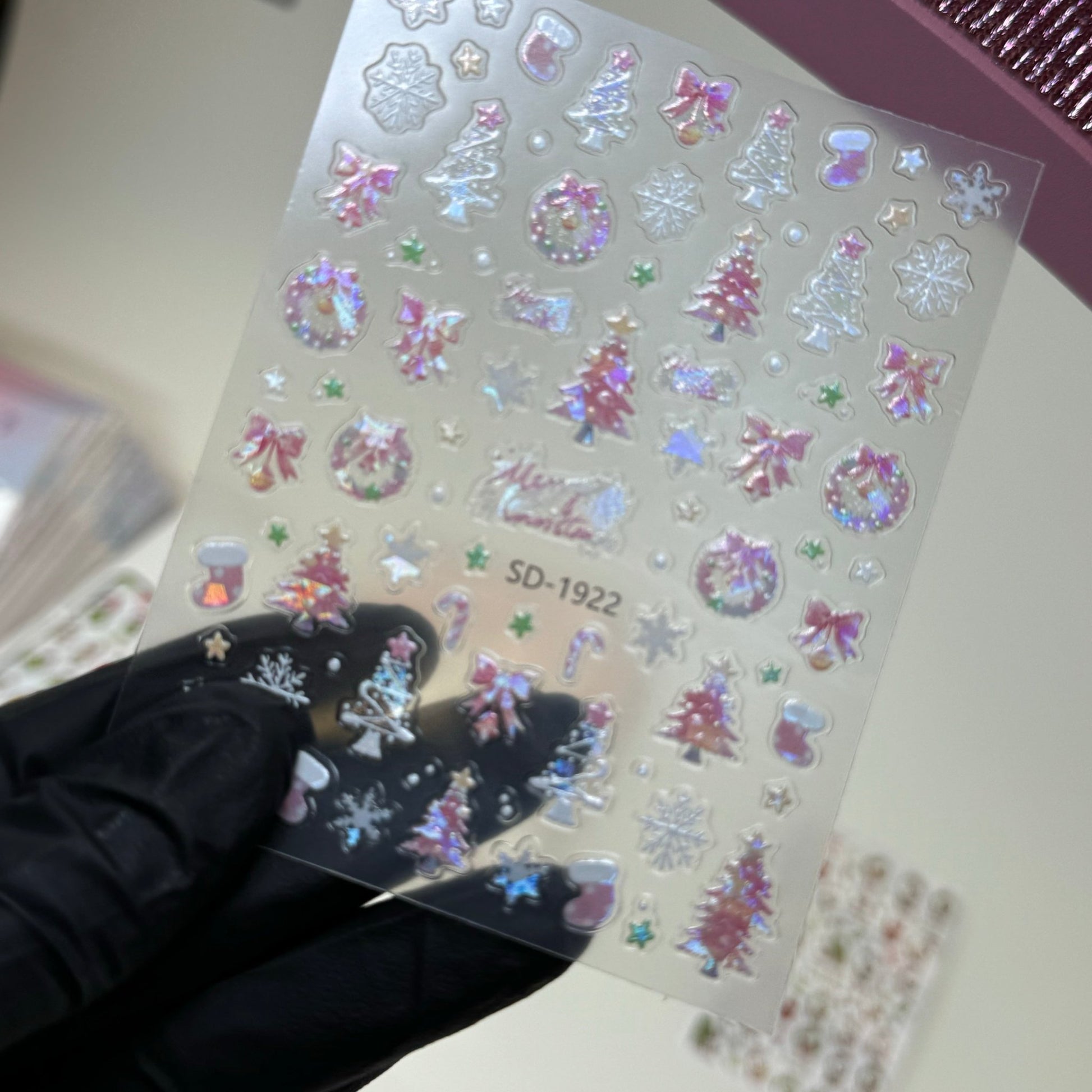 Pink Christmas Magic Nail Stickers - Festive Holiday Designs - JTessentials