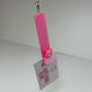 Pink Glitter Card Holder Keychain – Nail Tech Badge & Tool Clip - JTessentials