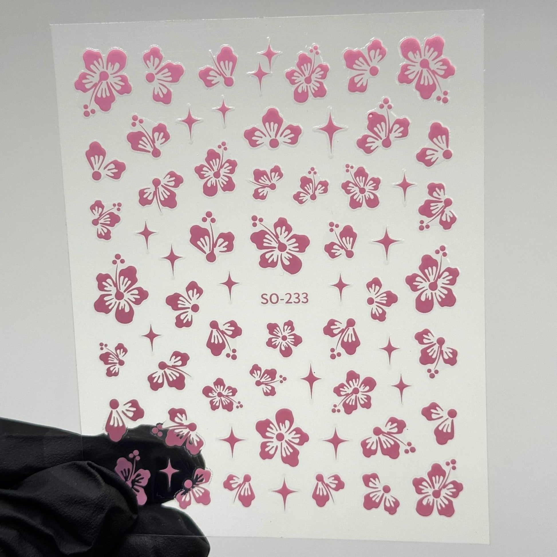PINK Hibiscus Flower Nail Stickers – Tropical Summer Nail Decals - JTessentials