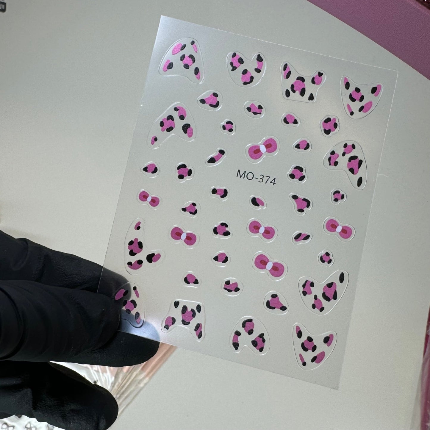 Pink Leopard Nail Stickers with Bow - Stylish Animal Print Nail Art Decals - JTessentials