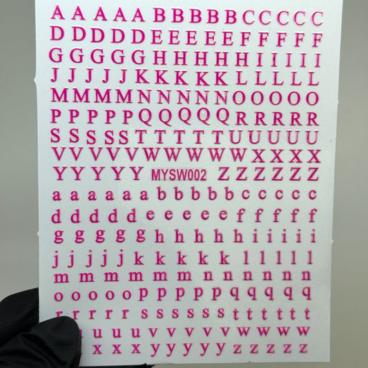 Pink Letter Nail Stickers - Alphabet Nail Decals for Custom Nail Art - JTessentials