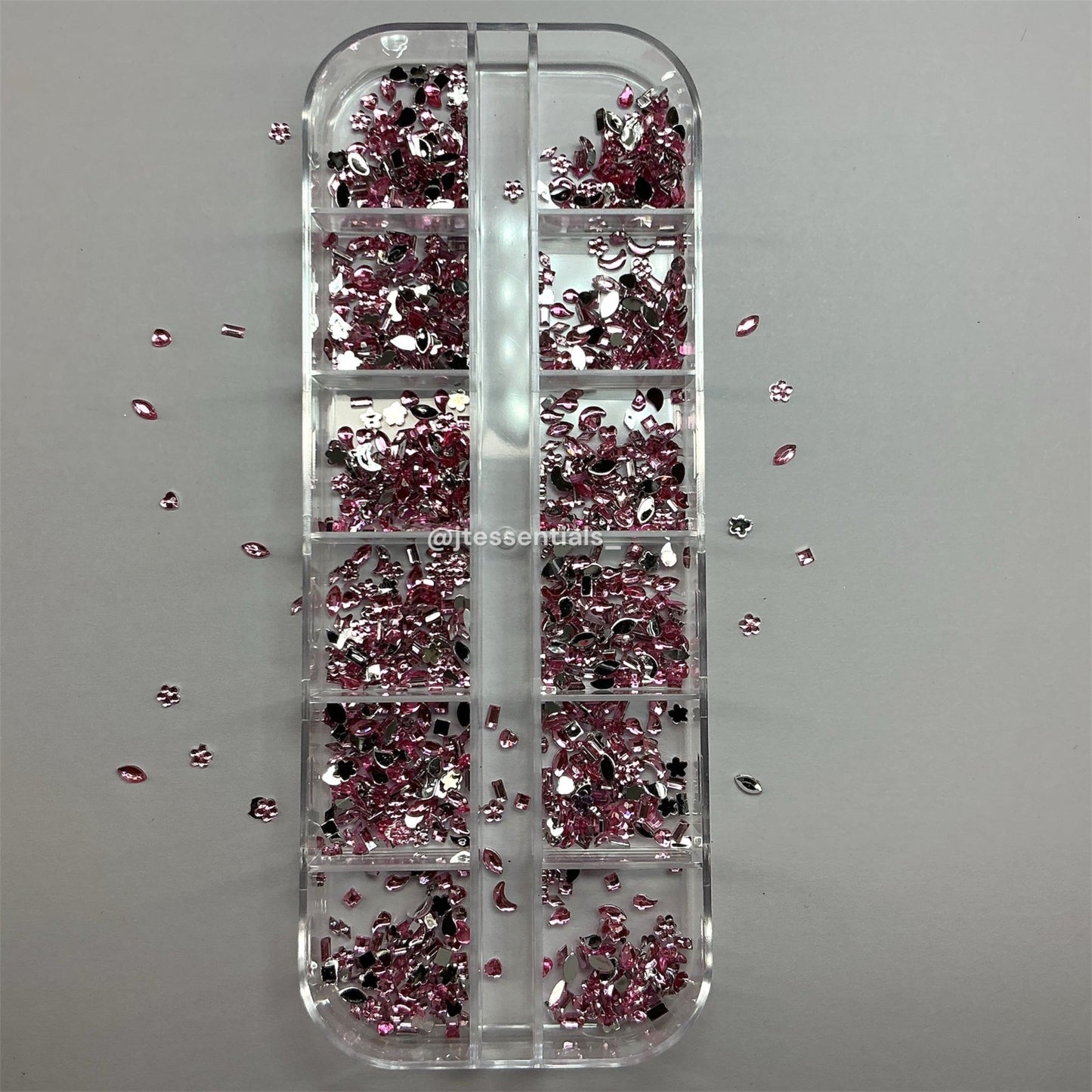 Pink Mixed Rhinestone, Heart,Flower, Butterfly Nail Charms Set – Crystal Nail Art - JTessentials