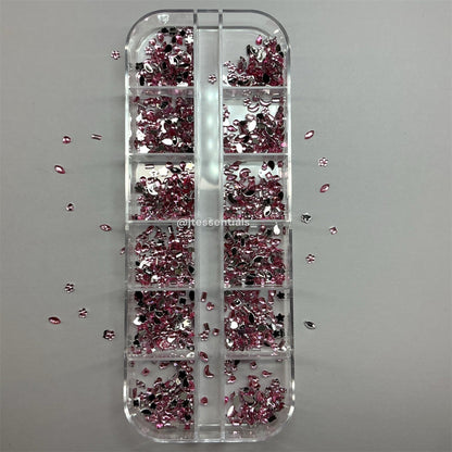Pink Mixed Rhinestone, Heart,Flower, Butterfly Nail Charms Set – Crystal Nail Art - JTessentials
