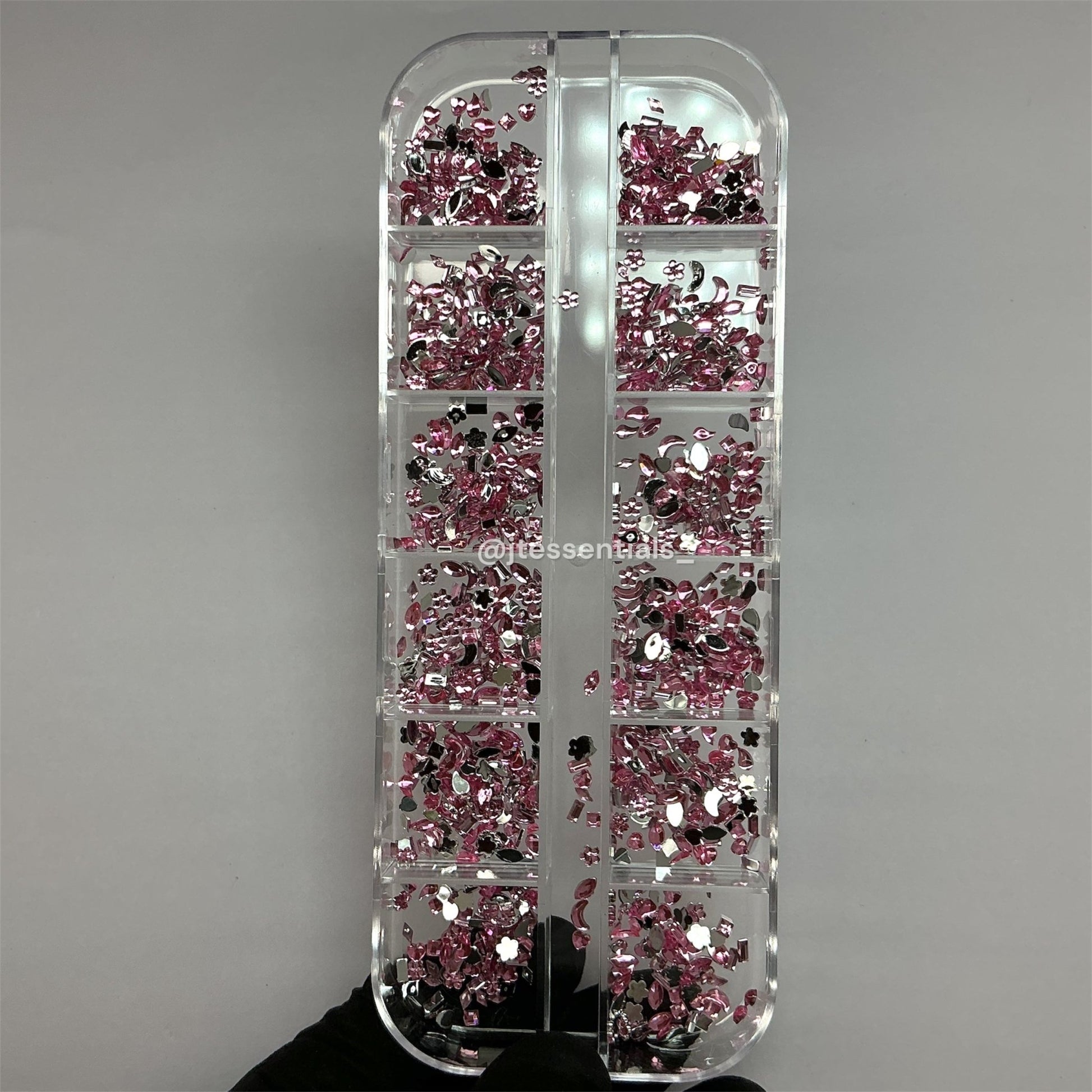 Pink Mixed Rhinestone, Heart,Flower, Butterfly Nail Charms Set – Crystal Nail Art - JTessentials