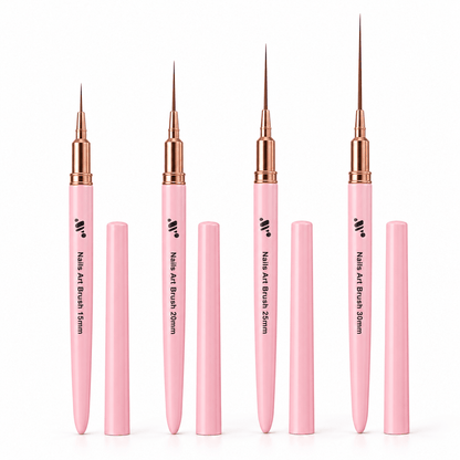 Pink Nail Art Liner Brush with Cap – 15mm, 20mm, 25mm & 30mm - JTessentials