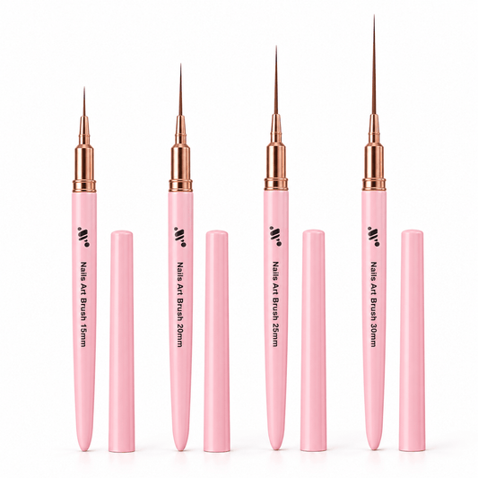 Pink Nail Art Liner Brush with Cap – 15mm, 20mm, 25mm & 30mm - JTessentials