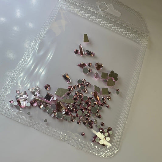 Pink Rhinestone Mix - nail crystals decoration bag - JTessentials