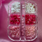 Pink & white Flower resin with pearl and gold bead - JTessentials