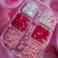 Pink & white Flower resin with pearl and gold bead - JTessentials