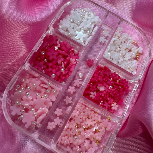 Pink & white Flower resin with pearl and gold bead - JTessentials