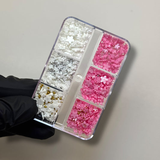 Pink & White Resin Flower Nail Charm Box – 3D Floral Nail Art Decorations - JTessentials