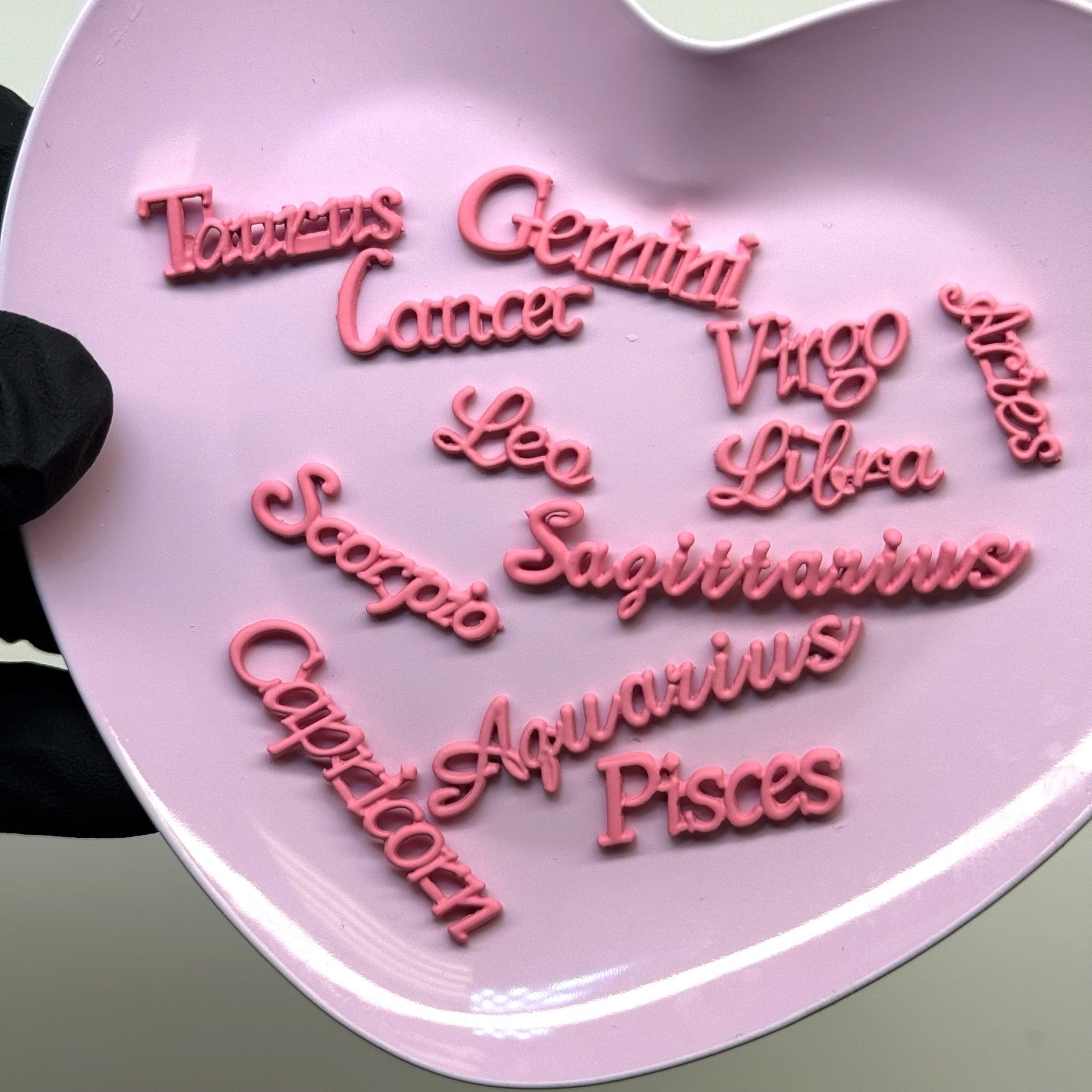 PINK Zodiac Name Nail Charms – 12 Pcs Astrology - Themed Nail Accessories - JTessentials