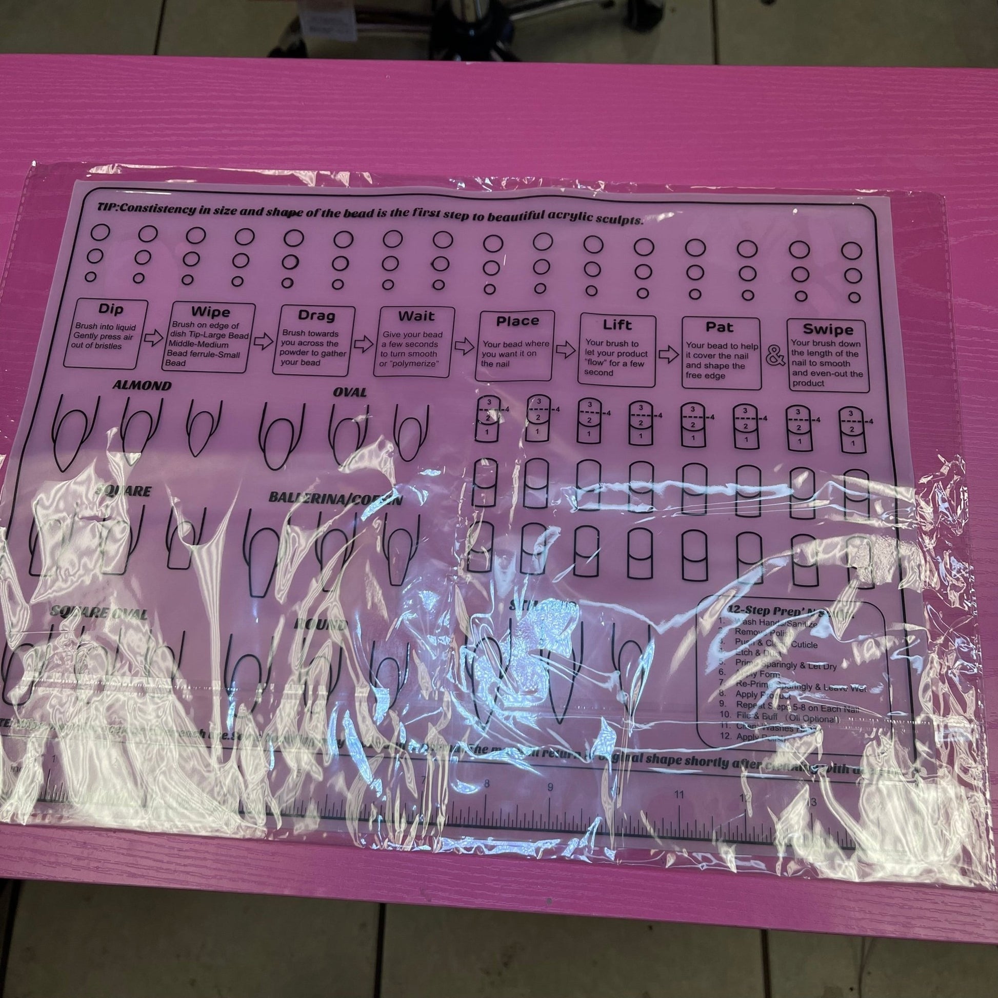 Practice Acrylic Mat - Silicone Acrylic Application Nail Tech Training Mat - JTessentials