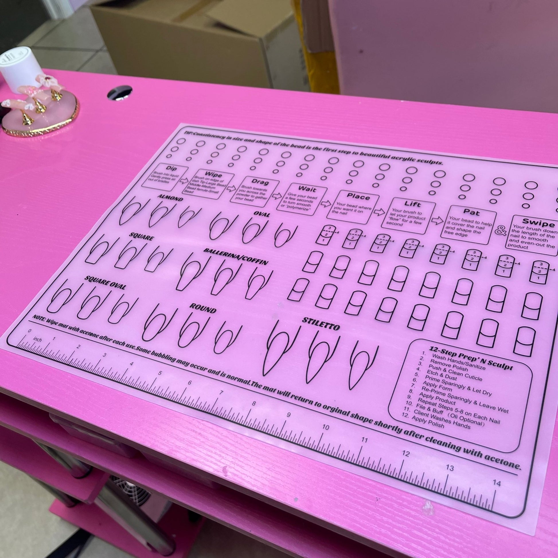 Practice Acrylic Mat - Silicone Acrylic Application Nail Tech Training Mat - JTessentials