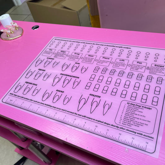 Practice Acrylic Mat - Silicone Acrylic Application Nail Tech Training Mat - JTessentials