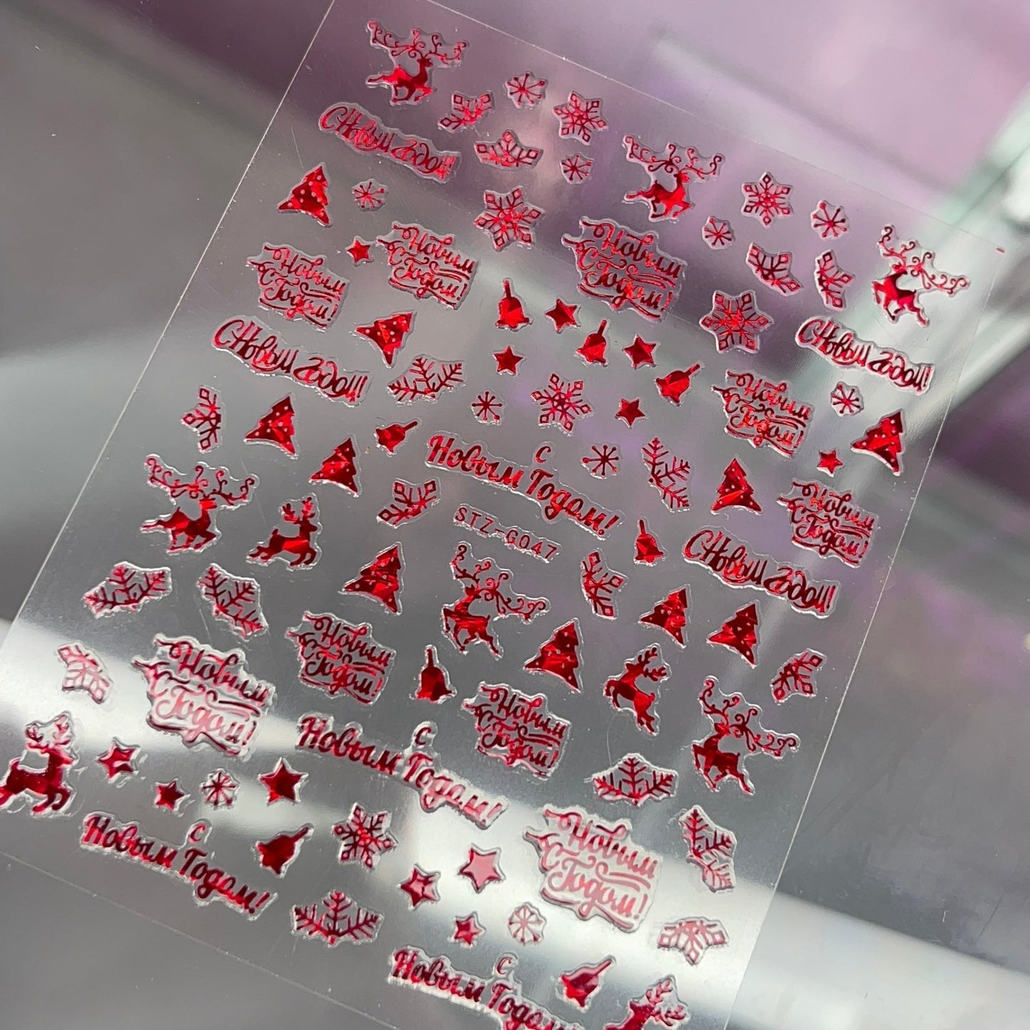 Red Christmas Nail Stickers - Festive Holiday Nail Art Decals - JTessentials