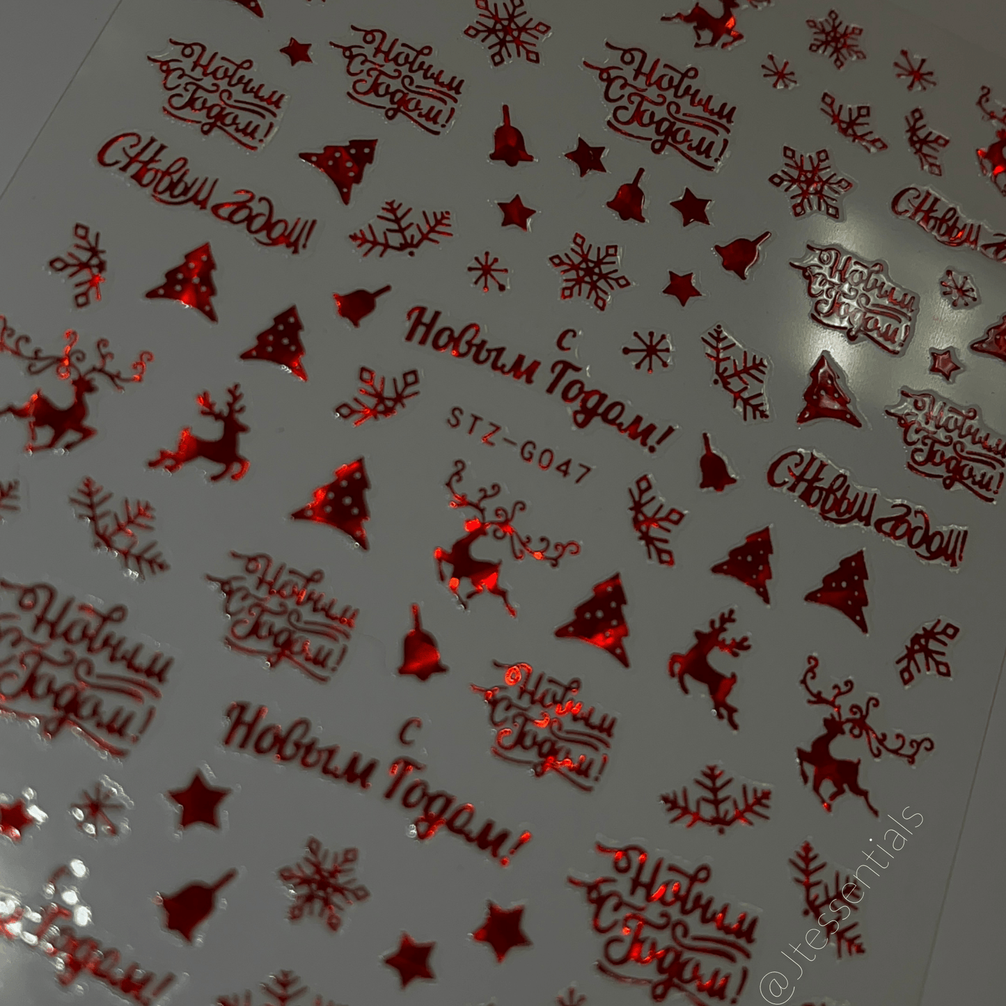 Red Christmas Nail Stickers - Festive Holiday Nail Art Decals - JTessentials