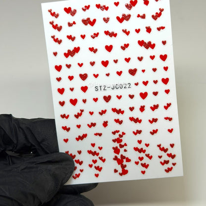 Red Glitter Heart Nail Stickers | Valentine Nails JC022 - JTessentials