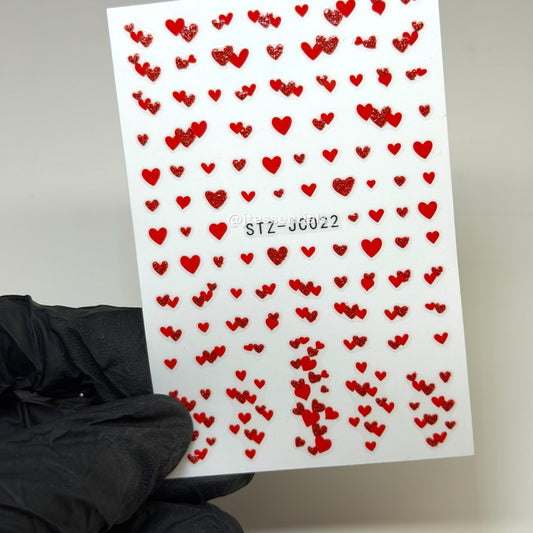 Red Glitter Heart Nail Stickers | Valentine Nails JC022 - JTessentials