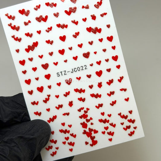 Red Glitter Heart Nail Stickers | Valentine Nails JC022 - JTessentials