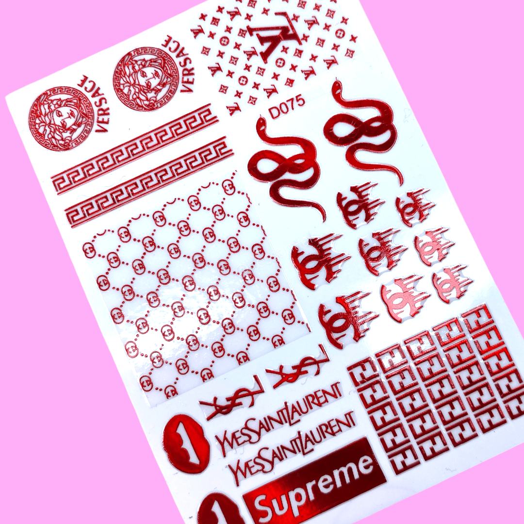 Red Luxurious Brands Lips & Snake Sticker D075 - 6 - JTessentials