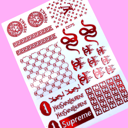 Red Luxurious Brands Lips & Snake Sticker D075 - 6 - JTessentials