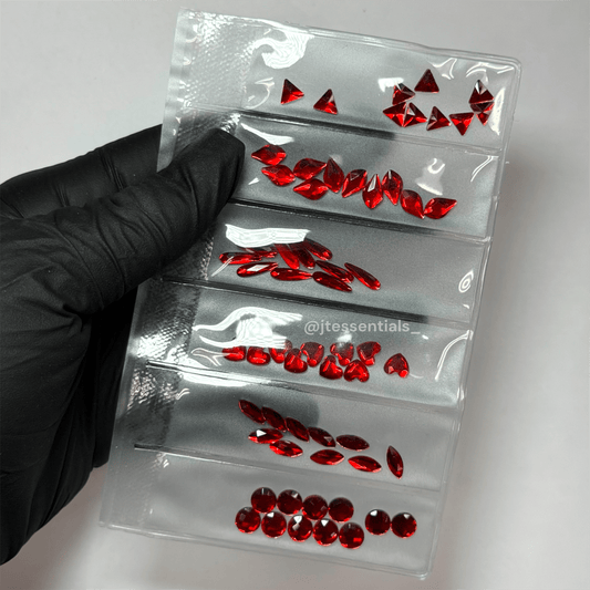 RED Rhinestone Shape - 6 grit pack of crystals for nail decoration - JTessentials