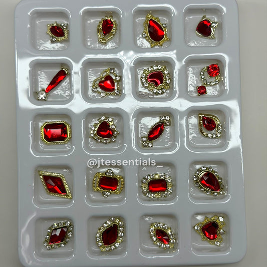 Rhinestone Nail Charm Box - 20 Pcs Luxury Nail Charms for Stunning Nail Art - JTessentials