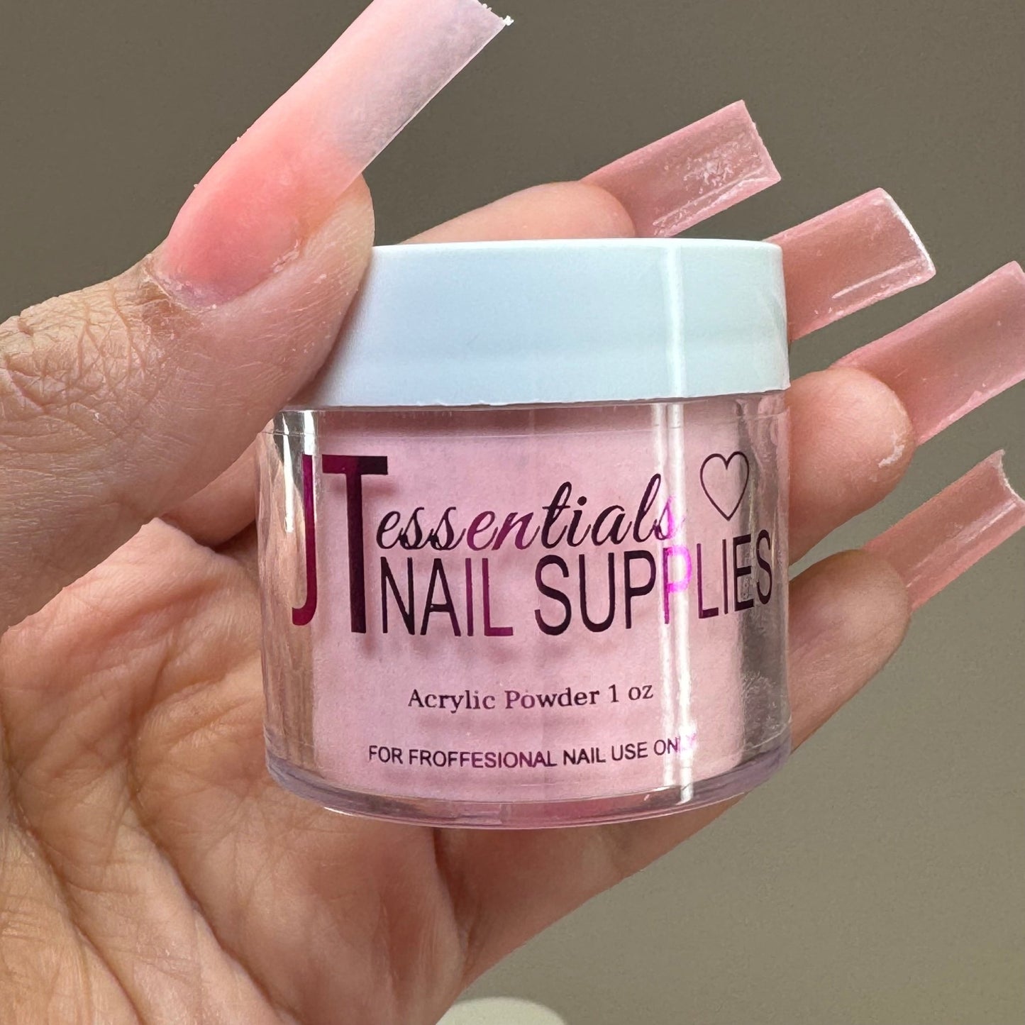 Rosalmon JT Acrylic Powder - 1 oz Translucent Salmon Pink Acrylic for Nails - JTessentials