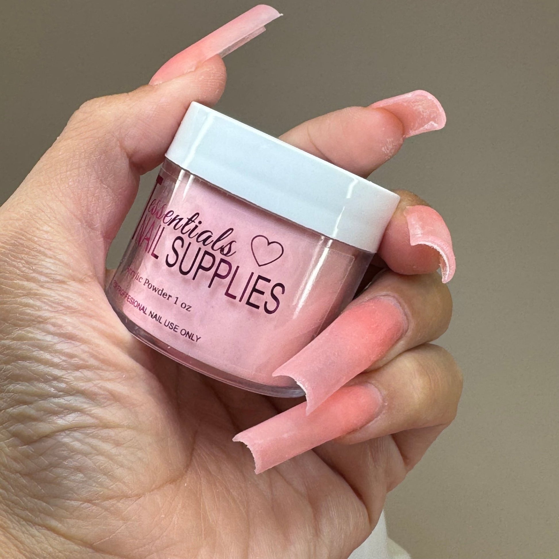 Rosalmon JT Acrylic Powder - 1 oz Translucent Salmon Pink Acrylic for Nails - JTessentials