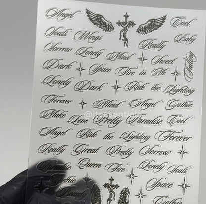 Script Nail Stickers – Nail Decals - JTessentials