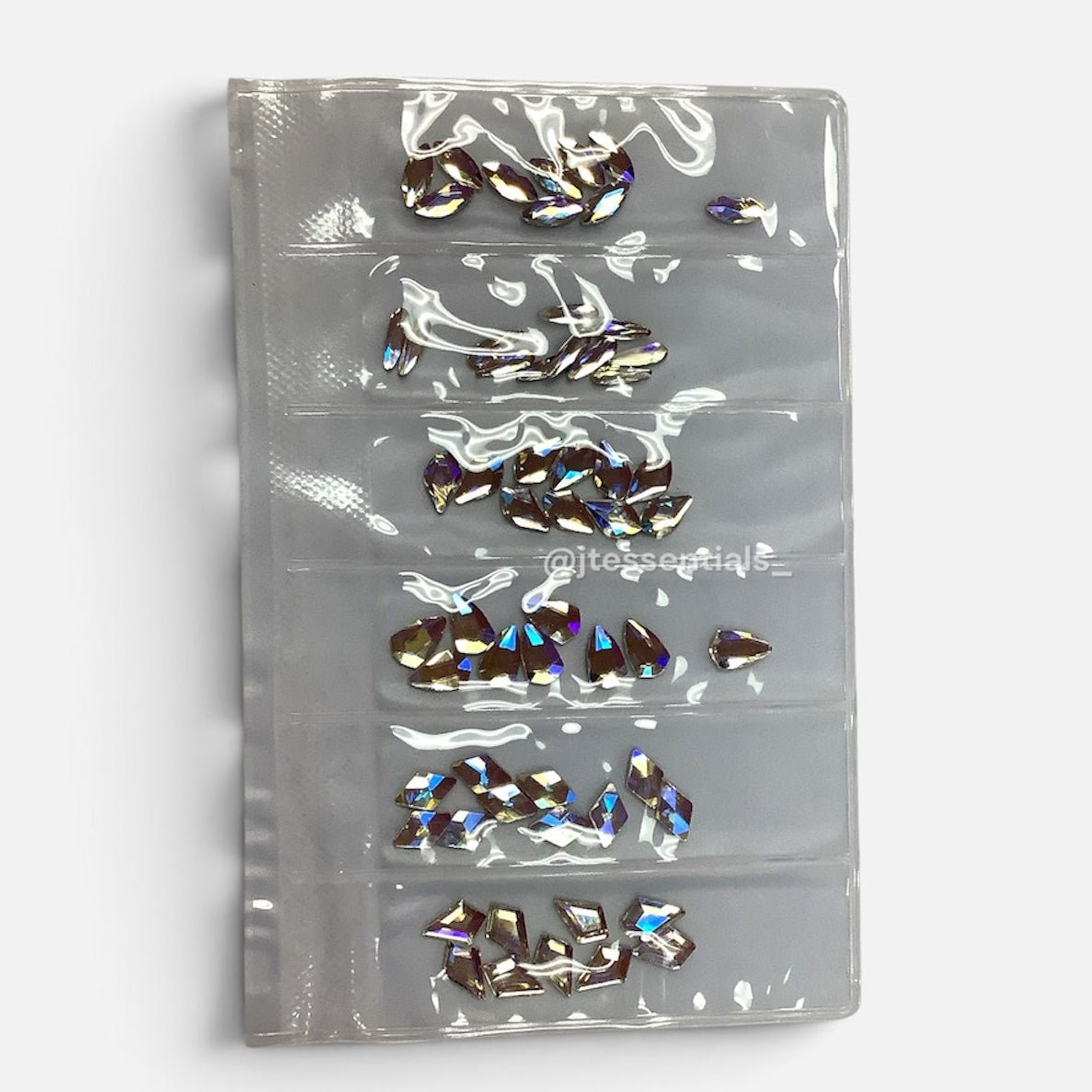 Silver AB Blue Rhinestone Shape- 6 grit pack of crystals for nail decoration - JTessentials