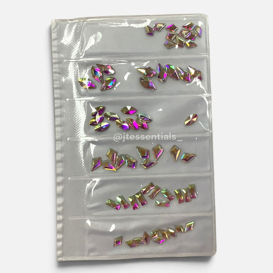 Silver AB Rhinestone Shape- 6 grit pack of crystals for nail decoration - JTessentials