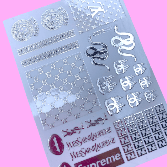 Silver Luxurious Brands Lips & Snake Sticker D075 - 4 - JTessentials