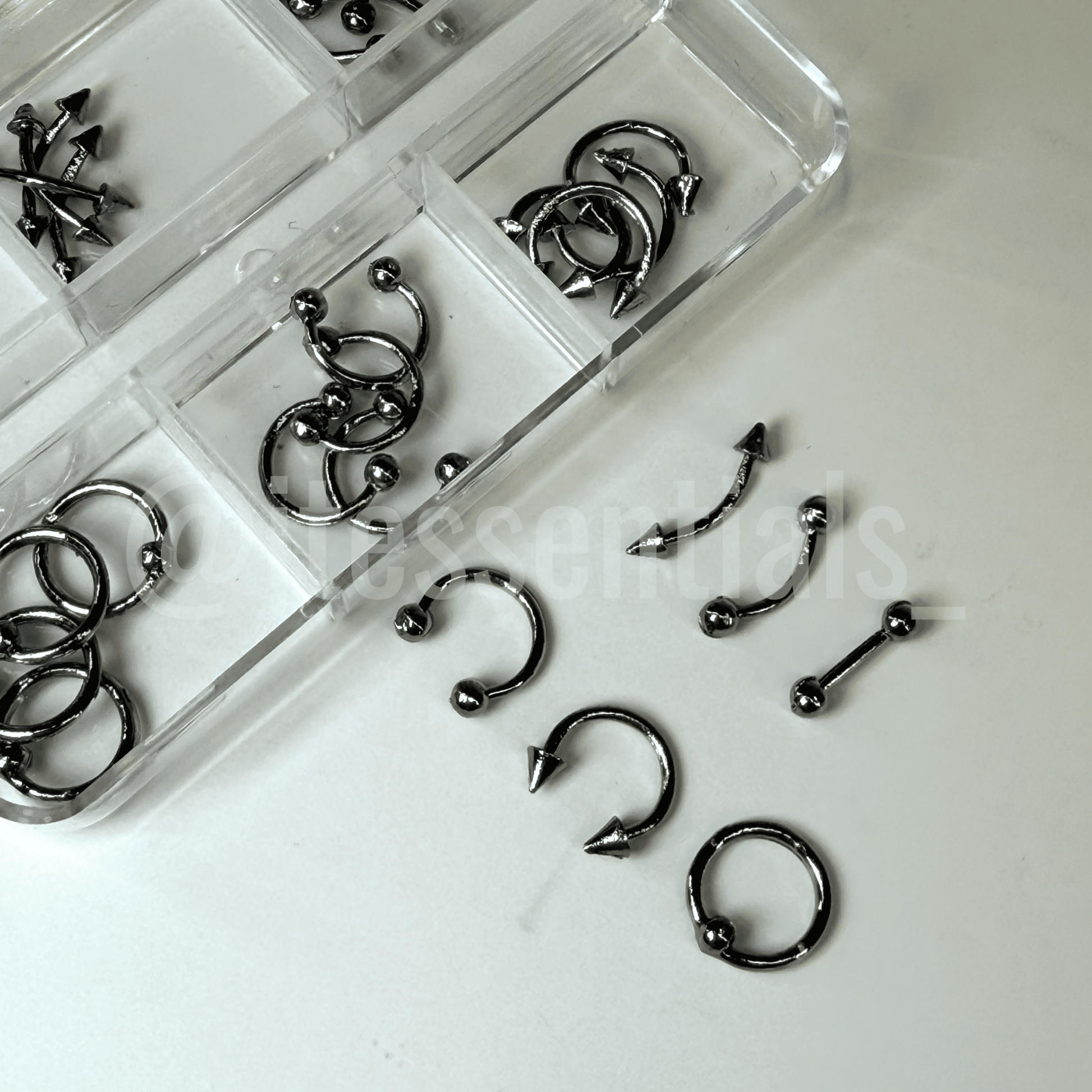 Silver Nail Piercing Ring Set box - JTessentials