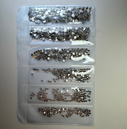 Silver rhinestone flat back - 6 grit pack of crystals for nail decoration - JTessentials