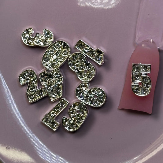 Silver Rhinestone Number Nail Charms – 0 - 9 Digits for Custom Nail Art - JTessentials