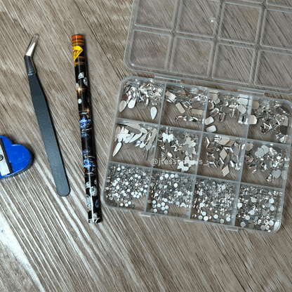 Silver Rhinestones Flatback - picker & tweezer art set - JTessentials