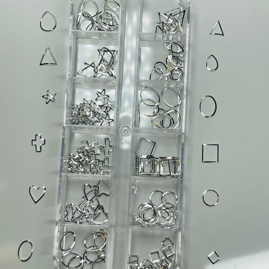 Silver SHAPE BOX - FOR NAIL ACCESSORIES DECORATION - JTessentials