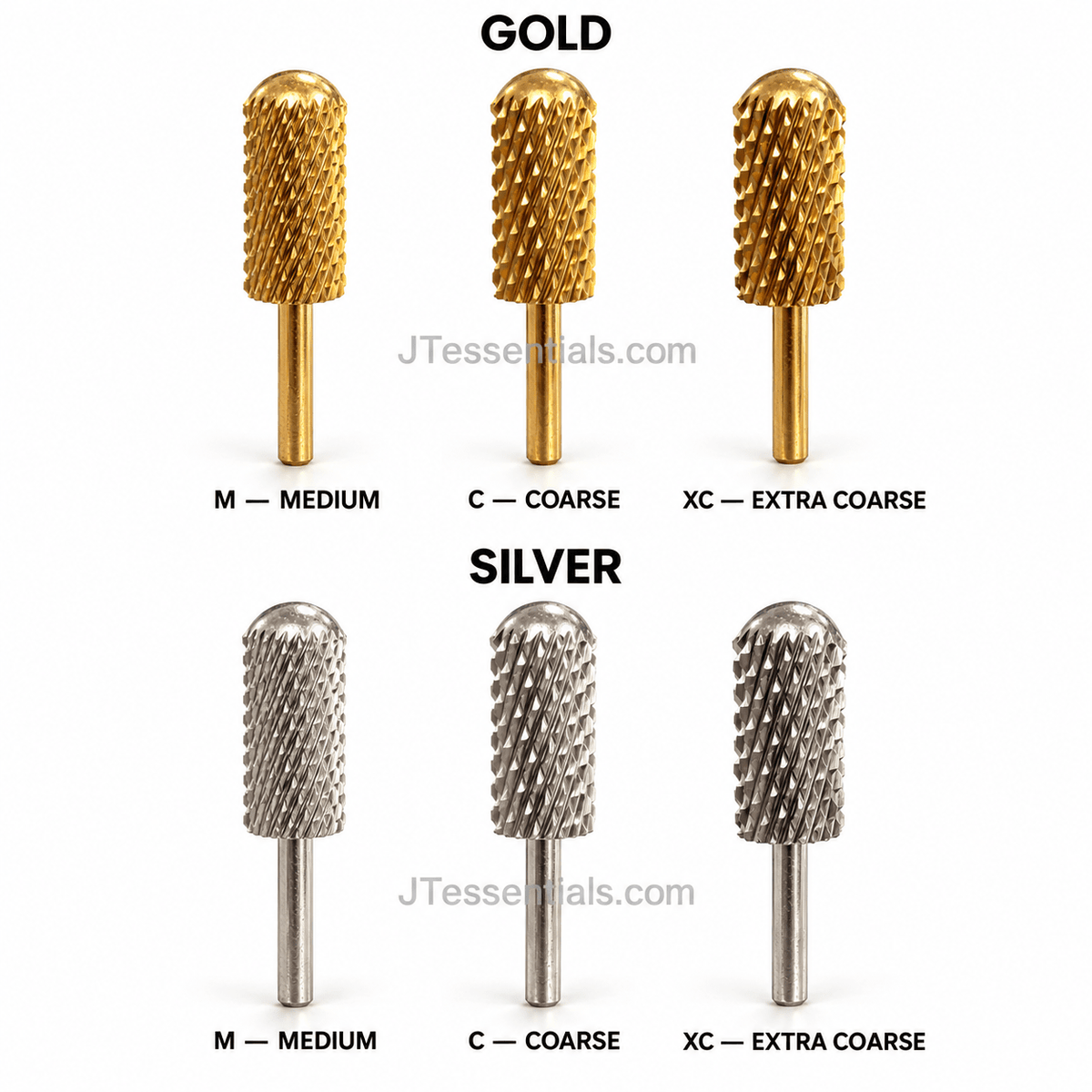 Smooth-Top Barrel Ball Carbide Nail Drill Bit – Gold & Silver - JTessentials