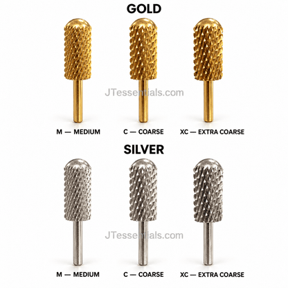 Smooth-Top Barrel Ball Carbide Nail Drill Bit – Gold & Silver - JTessentials