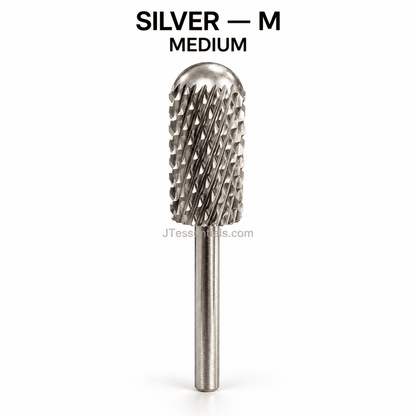 Smooth-Top Barrel Ball Carbide Nail Drill Bit – Gold & Silver - JTessentials