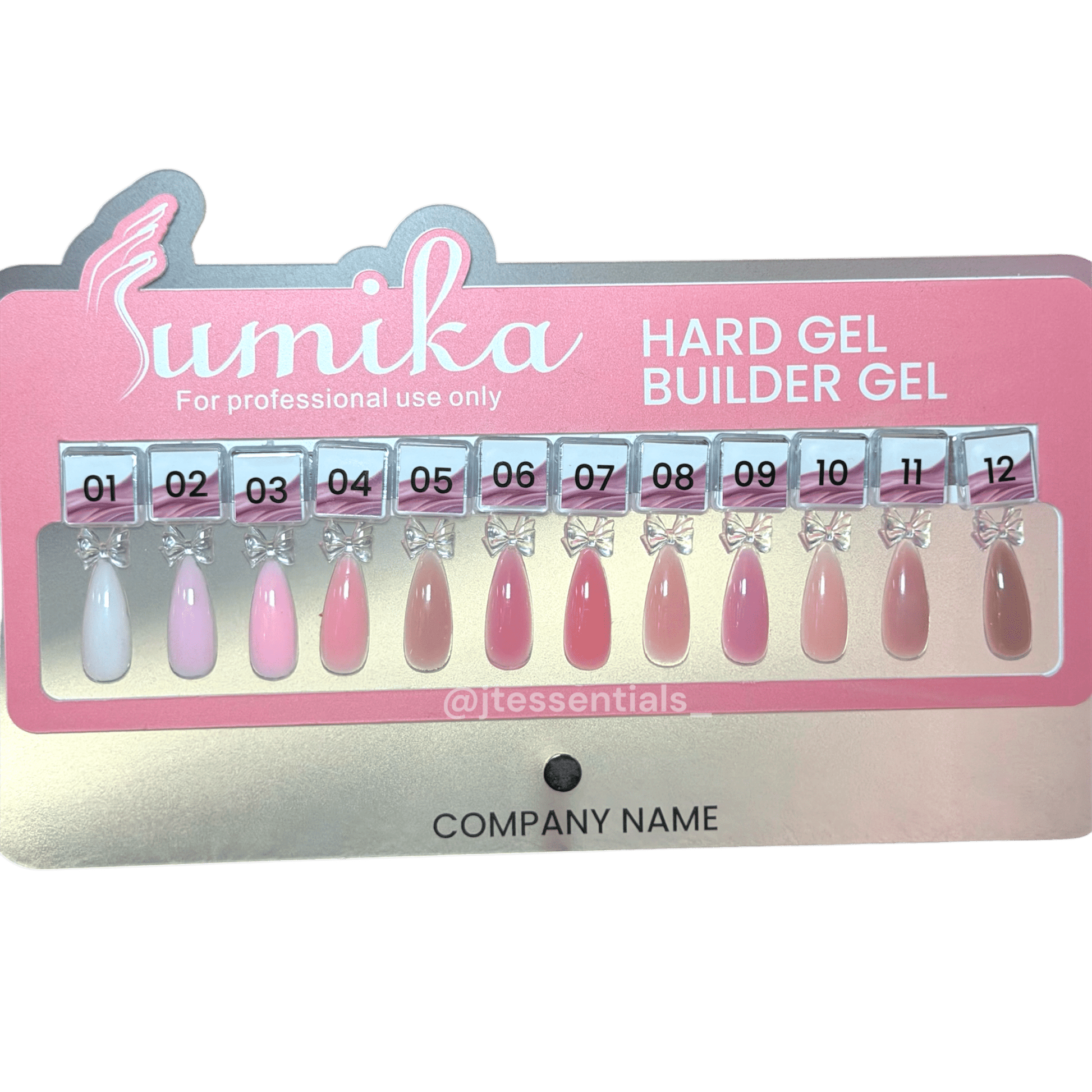 SUMIKA HARD BUILDER GEL SET 1 (1.69 OZ - 50ML/JAR) CONTAINS : 12 COLORS JAR + FREE 1 CLEAR + GEL BRUSH AND COLOR CHART DISPLAY - JTessentials