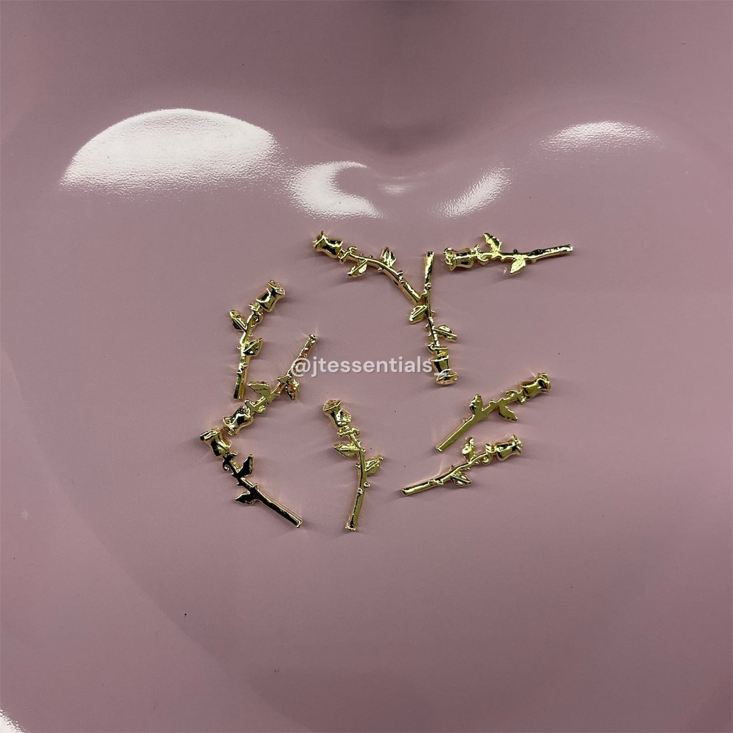 Thin Gold Thorn Rose Nail Charms – 10pcs Bag - JTessentials