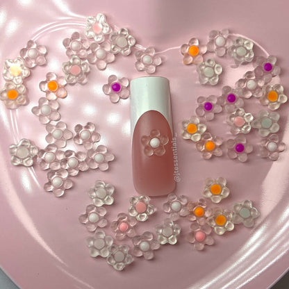 Transparent Flower Nail Charms – Mixed Bag with Colorful Centers - JTessentials