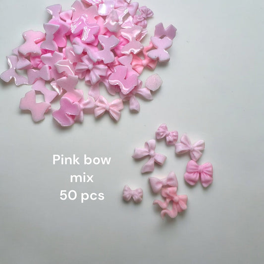 Ultimate Pink Bow Mix Nail Charms - 50 Pcs for Elegant Nail Art - JTessentials
