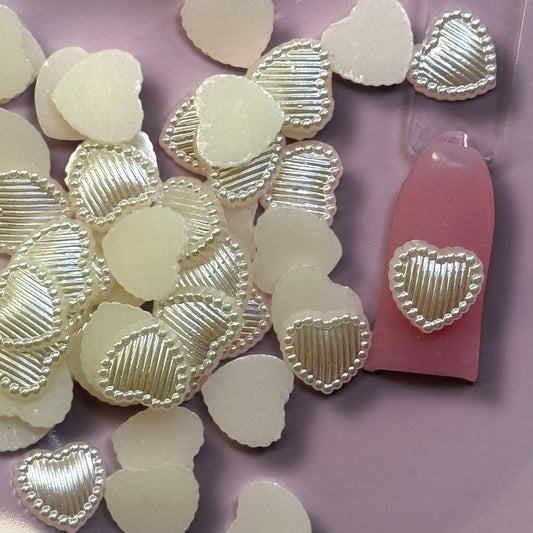 White Heart Nail Charms – 3D Pearl Accent Hearts - JTessentials